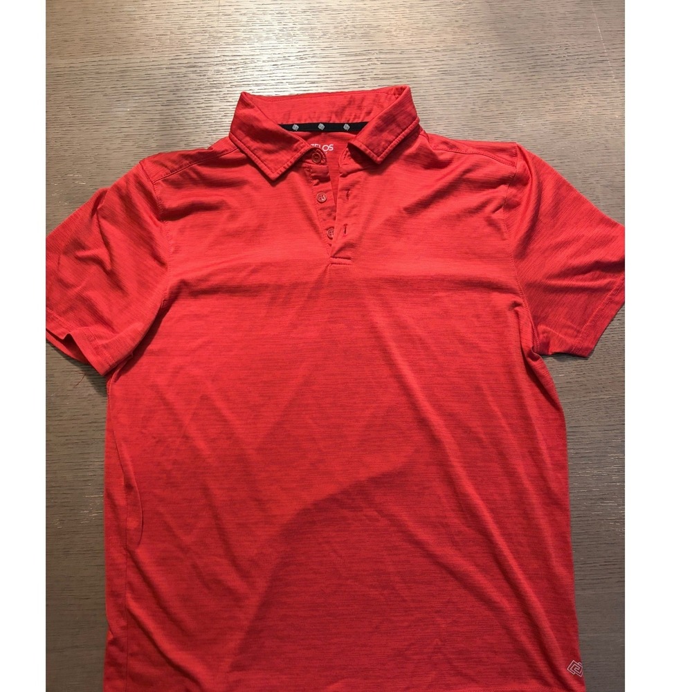 Zelos Flex Mens Polo Shirt Red Heathered Performance Golf Top Size M